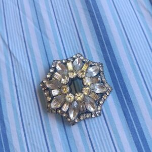 Elegant Silver and Gold Crystal Brooch